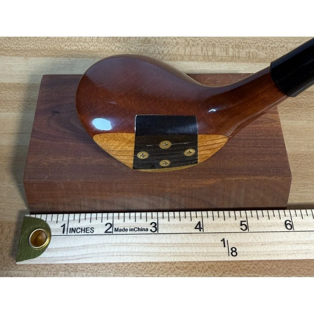 Persimmon Wood Golf Club Head Pen Holder Desk Accessory - Vintage